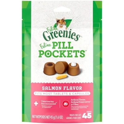 Image of GREENIES FELINE PILL POCKET Easily Administer Cat Medication 45 Ct SALMON 6 PACK