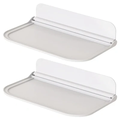 Image of ShaMyiuCnz 2 Pcs Floating Wall Shelves Self Adhesive White Small Shelf for Bedroom Playroom Bathroom Living Room Kitchen Office