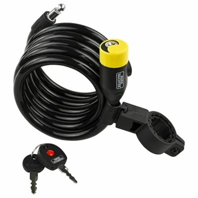 Image of Burg Wachter 180cm Spiral Coil Cable Lock with Illuminated Key Hole