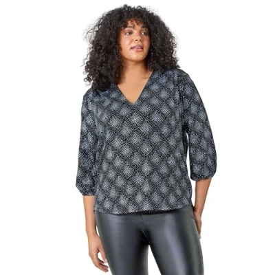 Image of Roman Curve Womens Glitter Sparkle Tunic Top Silver Size UK 26 28
