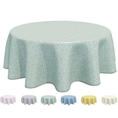 Image of Home Direct Round Oilcloth PVC Wipe Clean Tablecloth 160cm 62&quot; Sage Green
