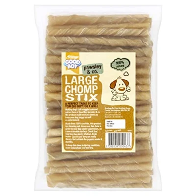 Image of Good Boy Large Rawhide Chomp Sticks Dog Chews Made From 100 Percent Natural Hide Pack of Treats