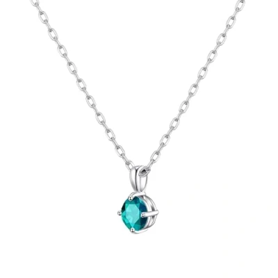 Image of Philip Jones Sterling Silver Blue Necklace Created with Zircondia® Crystals