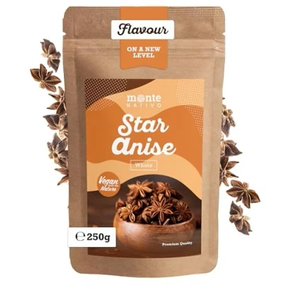 Image of Star Anise whole Monte Nativo (250g) for craft Gently dried and aromatic Spices ideal Cooking Seasoning