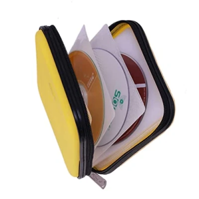 Image of XiongYe CD DVD Wallet, 32 Capacity Heavy Duty, Case Holder for Car,Portable DVD/VCD Storage Disk, Hard Shell Sturdy case, Car Disk Holder,Booklet, Blu ray Wallet (32 Capacity,yellow)