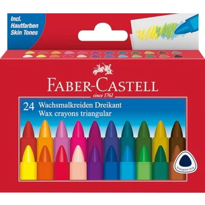 Image of Faber Castell Wax Crayons Pack of 12 or 24 in Case