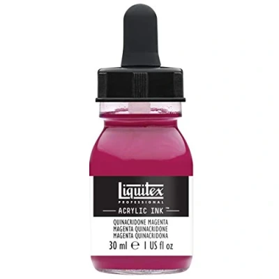 Image of Liquitex 4260114 liquid professional acrylic paints ink, 30 ml, highly pigmented airbrush paint, quinacridone magenta