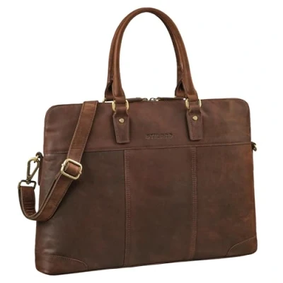 Image of STILORD &#039;Charlize&#039; Leather Business Bag Ladies Large Genuine Shopper Woman Shoulder Women for 13 15,6&#039; inch Laptops, Colour:Zamora Brown
