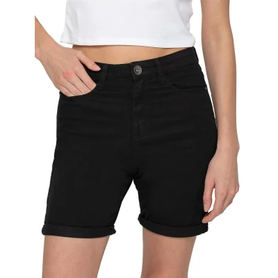 Image of 989Zé ENZO Womens Stretch Shorts Chino Casual Ladies Turned Up Hem Slim Fit Above Knee Cropped Pants EZLS630 Black 12