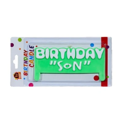 Image of Birthday Son Candle Happy for Cake Decoration Perfect Son&#039;s Celebration Party (Pastel Green)