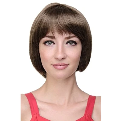 Image of Wig ME UP Lady Quality Short Page Bob Fringe Bangs Light to Middle Brown brunette703 12