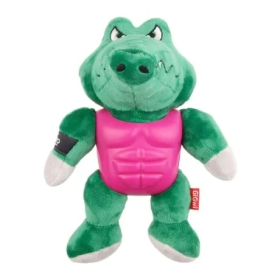 Image of GiGwi I&#039;m Hero TPR Armor Alligator Plush Dog Toy with Squeaker for Tough Chewers