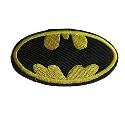 Image of Fat catz copy Batman Logo D.C comics smooth style iron on heat transfer or sew embroidered clothes patch (Sew Yellow Patch)