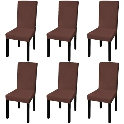 Image of vidaXL Straight Stretchable Chair Cover 6 pcs Brown