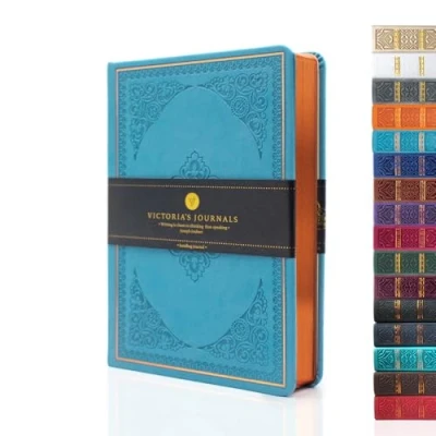 Image of VICTORIA&#039;S JOURNALS Mini Notebook Pocket Vintage Embossing Journal Hard Cover Lined Old Looking Travel Diary Gilded Edge Ribbon Bookmark, 6.5&#039;&#039; x 4.7&#039;&#039;,B6