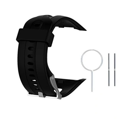 Image of Muovrto Strap for Garmin Forerunner 10, Unisex Silicone Replacement Band Watch Sport Watchband 15 (Black, S/Women size)