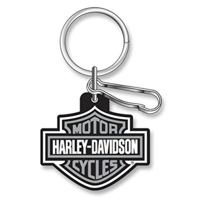 Image of Harley Davidson Classic Bar &amp; Shield Key Chain with Ring Clip, Gray 4496
