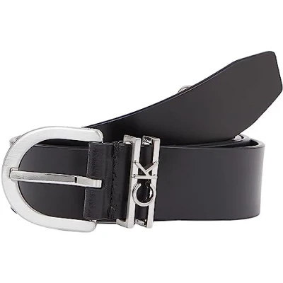 Image of Calvin Klein Women Loop Belt 3.0 cm Leather, Black (Ck Black), 85