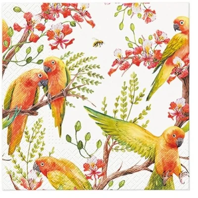 Image of 20 Napkins Animal Motifs Exotic Birds in Nature Table Decoration Paper with Motif Also for Decoupage and 33 x cm