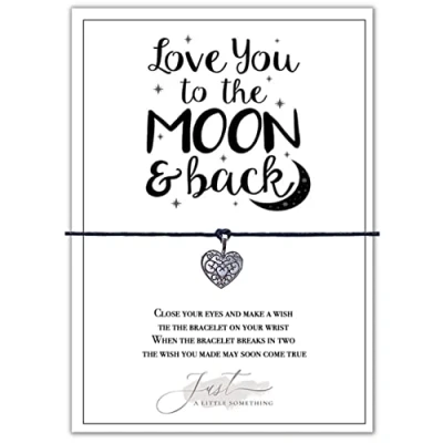 Image of Just A Little Something Love you To The Moon and Back Wish Bracelet A6 Silver Gift