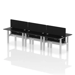 Image of Air B2B 1200x600mm Adjustable 6P Bench Desk CP Black/Silver + Screen