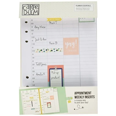 Image of Simple Stories Carpe Diem Appointment Weekly Inserts, Paper, White, 21.1 x 14.7 1.6 cm