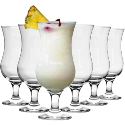 Image of Acense 6X Clear 460ml Pina Colada Glasses Large Tall Hurricane Pineapple Martini Milkshake Party Drinking Glass Set
