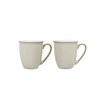Image of Denby Linen Cream Coffee Mugs Set of 2 330ml Stoneware Tea Mug Dishwasher Safe, Microwave Safe