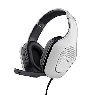Image of Trust Gaming GXT 415PS Zirox Lightweight Headset for PlayStation 5 Consoles with 50mm Drivers, 3.5 mm Jack, 1.2m Cable, Foldaway Microphone, Over Ear PS5 Wired Headphones White