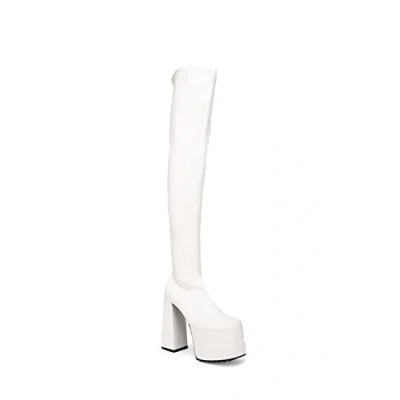 Image of LAMODA Women&#039;s Fantasies Over the Knee Boot, White Pu, 5 UK