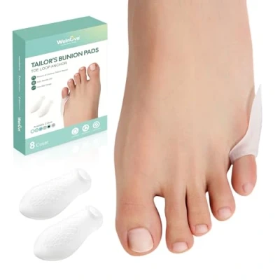 Image of Welnove Tailor&#039;s Bunion Corrector Pads 8 Pack Pinky Toe Protector, with Separator for Women Men, Gel Shield Foot Pain Relief(Regular Pads)