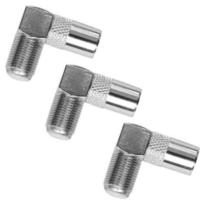 Image of Thyonta 3PCS TV Antenna Coaxial Adapter For Cables Male Plug to F Socket 90 Degree Right Angle Screw Connector