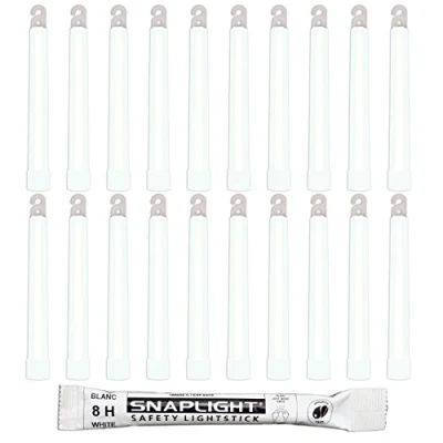 Image of Cyalume SnapLight White Glow Sticks 6 Inch Industrial Grade, High Intensity Light with 8 Hour Duration (Pack of 20)