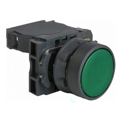 Image of Schneider Electric Harmony XB5 Push Button Switch, Plastic, Spring Return, 1NO, 22mm Mount, Unmarked, Flush Operator Profile, XB5AA31, Green