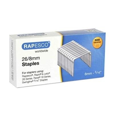 Image of Rapesco S11880Z3 26/8 mm Galvanised Staples, Box of 5000