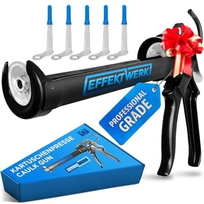Image of Effektwerk Sealant Caulking Gun for 150 310 ml Silicone Cartridges, Heavy Duty Caulk w/ 25:1 Thrust Ratio, Applicator Tool Filling Cracks in Bathroom &amp; Windows