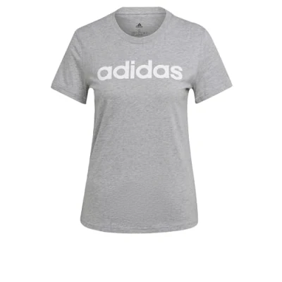 Image of adidas Sportswear W LIN T Print Tshirt, Women&#039;s, Size: XS, Medium grey heather/white