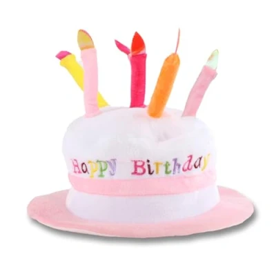Image of LIGHT UP HAPPY BIRTHDAY CAKE HAT Unisex Adult Size Fancy Dress Party Hats Perfect as Favors Costume Accessories (Pink)