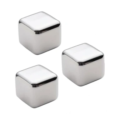 Image of 3 PCS Stainless Steel Ice Whisky Stones Metal Chilling Reusable Cubes for Whiskey Wine Gin Tonic Drinks
