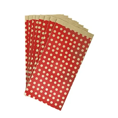 Image of Clairefontaine Ref 394110C Kraft Pocket Bags (Pack of 50 Bags) 15 x 31cm + 6cm Gusset, 5cm Expandable Size Suitable for Gifts &amp; Shopping Gold Dots