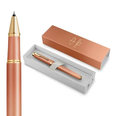 Image of Parker IM Writing Rituals Rollerball Pen Uplifting Orange Finish with Gradient &amp; Gold Trims Fine Point Black Ink Gift Box