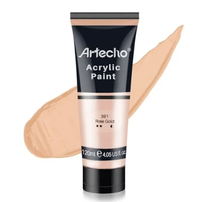Image of Artecho Professional Acrylic Paint, Rose Gold (120ml / 4.05oz) Tubes, Art Craft Paints for Canvas Painting, Rock, Stone, Wood, Fabric, Supplies Artists, Adults, Students, Kids
