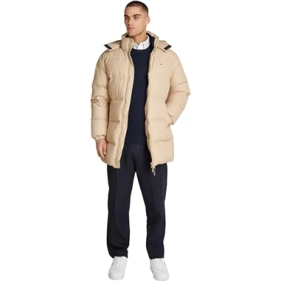 Image of Tommy Jeans Men&#039;s Tjm Essential Down Parka Dm0dm20466 Other Jackets, Beige (Gentle Gold), XL