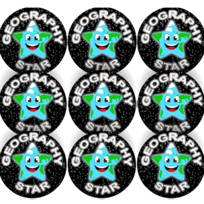 Image of 144 Star Geography 30mm Glossy Reward Stickers for Teachers &amp; Parents