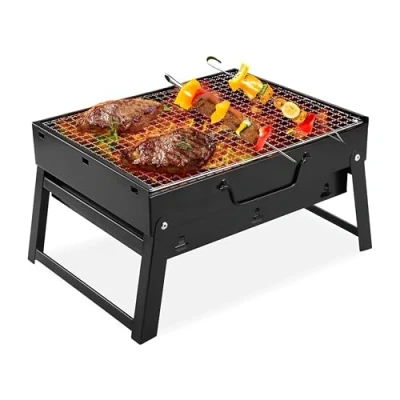 Image of ADEPTNA Portable Folding Charcoal BBQ Table top Grill Ideal for Garden, Camping, Travel, Picnic, Outdoor Parties and More