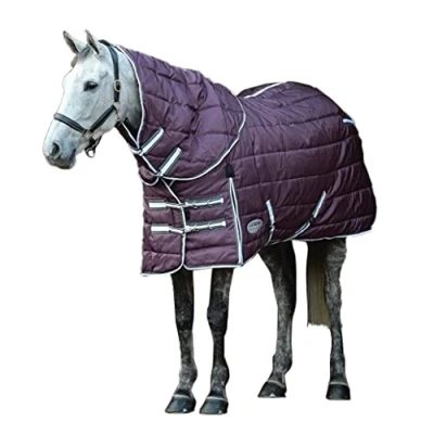 Image of WeatherBeeta ComFiTec PP Channel Quilt II Detach A Neck Medium Horse Rug, Maroon/Grey/White, 5&#039;9