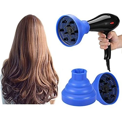 Image of Hair Blower Diffuser, Foldable Dryer Diffuser Cover Styling Hairdressing Tool Collapsible Hairdryer Attachment For Curly Or Wavy Hair(Blue)