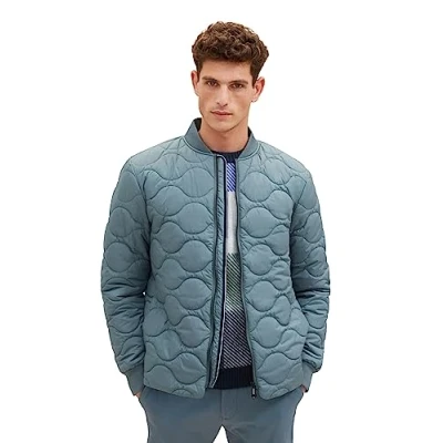 Image of TOM TAILOR Men&#039;s Lighweight Bomber Jacket with Quilting, 32506 dusty Dark Teal, L
