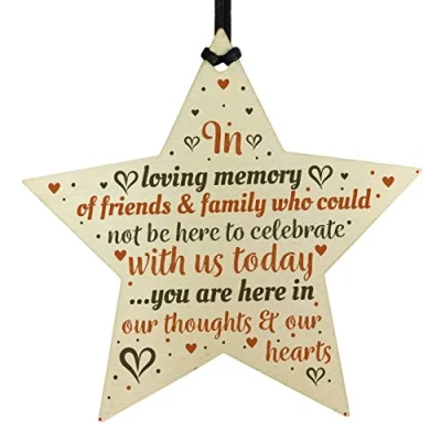 Image of RED OCEAN Hanging Wooden Star Christmas Tree Decoration Mum Nan Dad Grandad Memorial Ornament Gift