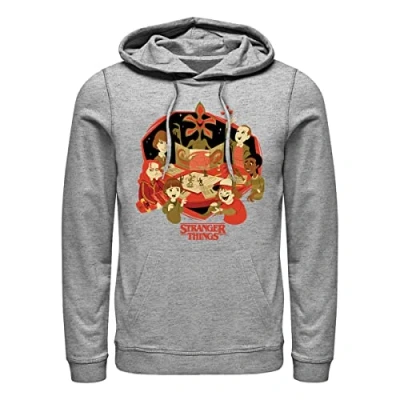 Image of Stranger Things DND Group Hoodie Hooded Sweatshirt, Heather Grey, XXXL